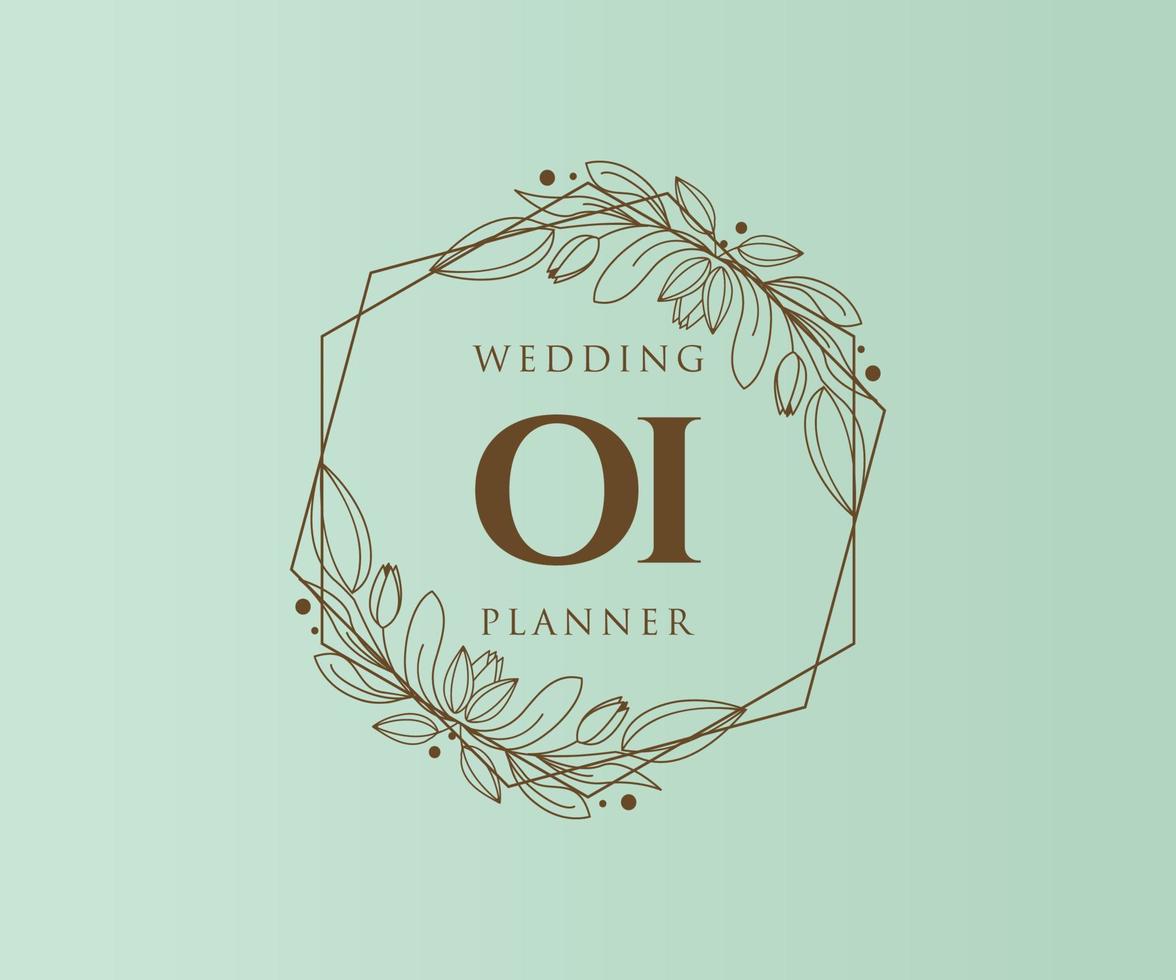 oi initialen brief bruiloft monogram logos verzameling, hand- getrokken modern minimalistisch en bloemen Sjablonen voor uitnodiging kaarten, opslaan de datum, elegant identiteit voor restaurant, boetiek, cafe in vector