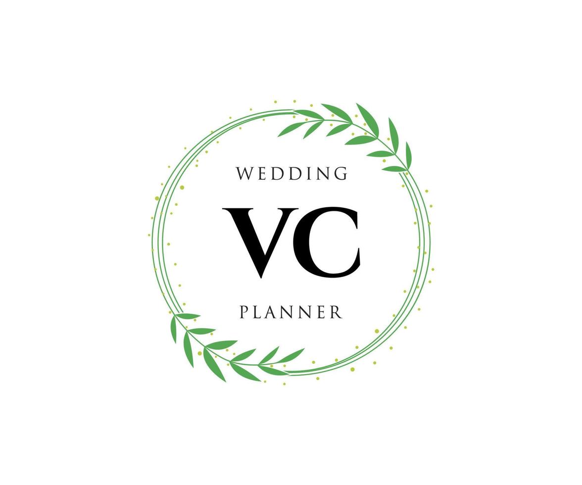 vc initialen brief bruiloft monogram logos verzameling, hand- getrokken modern minimalistisch en bloemen Sjablonen voor uitnodiging kaarten, opslaan de datum, elegant identiteit voor restaurant, boetiek, cafe in vector