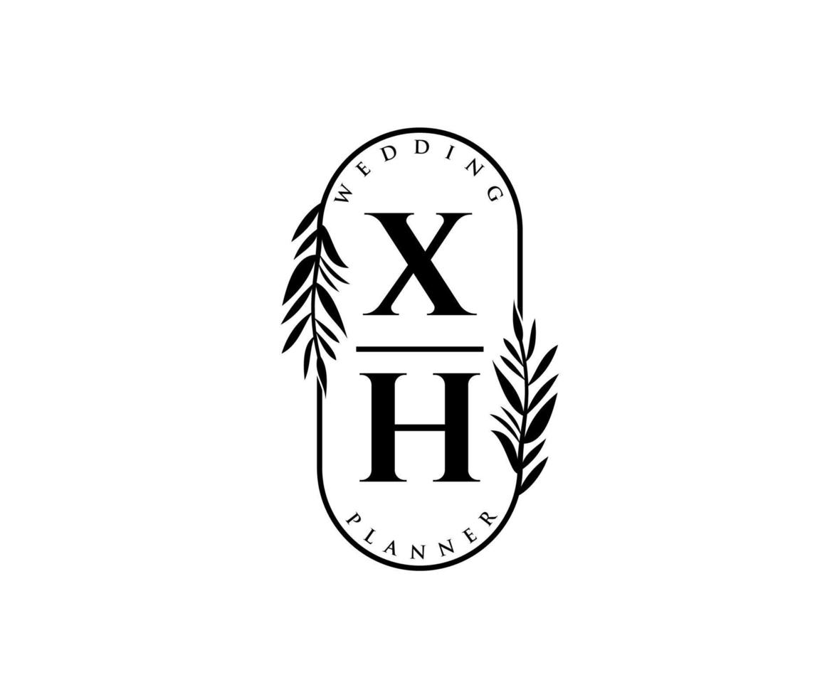 xh initialen brief bruiloft monogram logos verzameling, hand- getrokken modern minimalistisch en bloemen Sjablonen voor uitnodiging kaarten, opslaan de datum, elegant identiteit voor restaurant, boetiek, cafe in vector