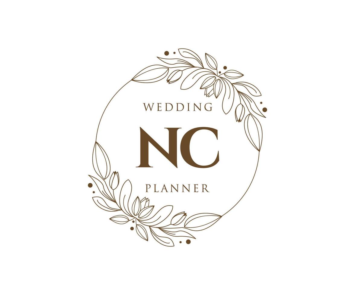 nc initialen brief bruiloft monogram logos verzameling, hand- getrokken modern minimalistisch en bloemen Sjablonen voor uitnodiging kaarten, opslaan de datum, elegant identiteit voor restaurant, boetiek, cafe in vector