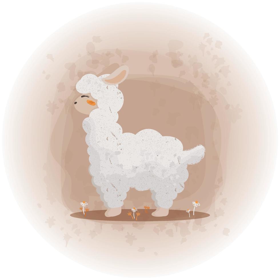 schattig alpaca in waterverf vector stijl illustratie 05