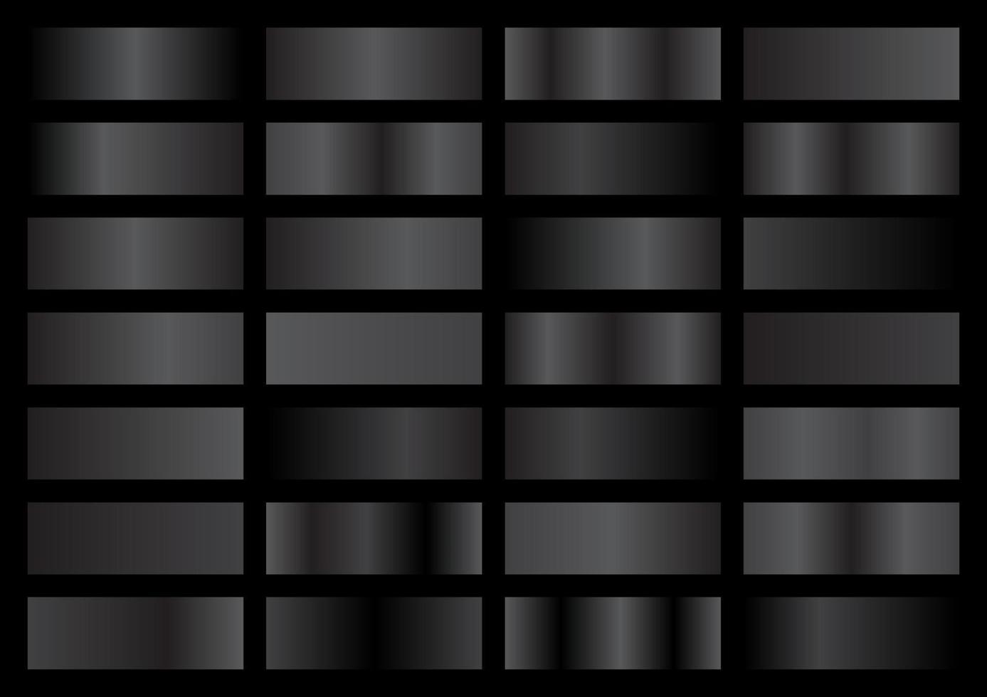 vector reeks van zwart en grijs metalen hellingen. stalen verzameling. glimmend helling reeks Aan zwart achtergrond. metaal structuur