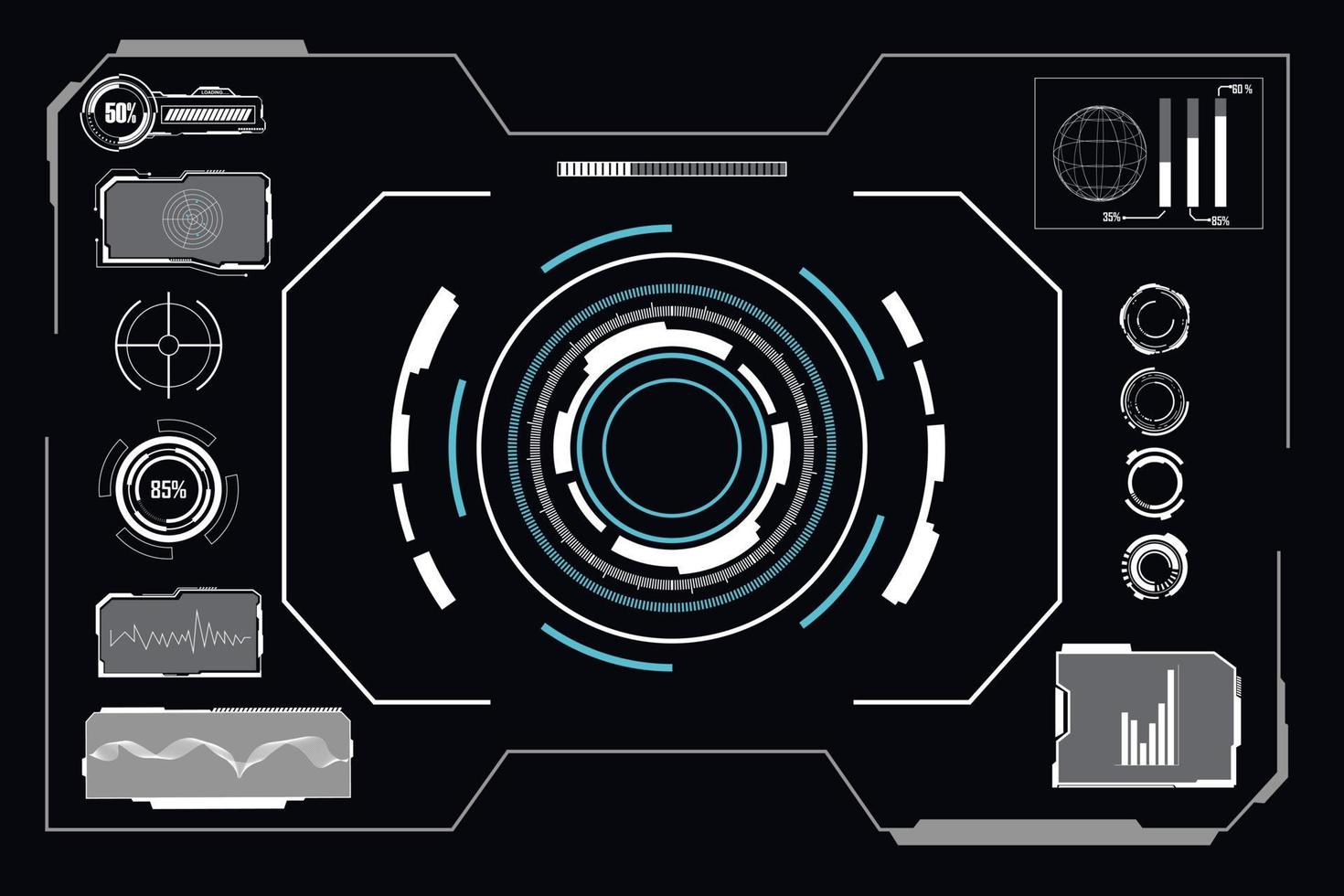 abstract technologie futuristische concept hud koppel hologram elementen van digitaal gegevens en cirkel vector