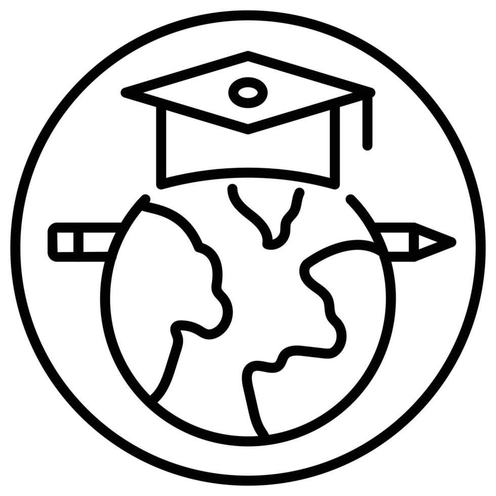 schets icoon voor Internationale afstuderen kap. vector