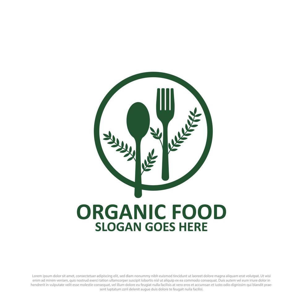 natuur biologisch voedsel logo ontwerp - groen en veganistisch voedsel sjabloon vector