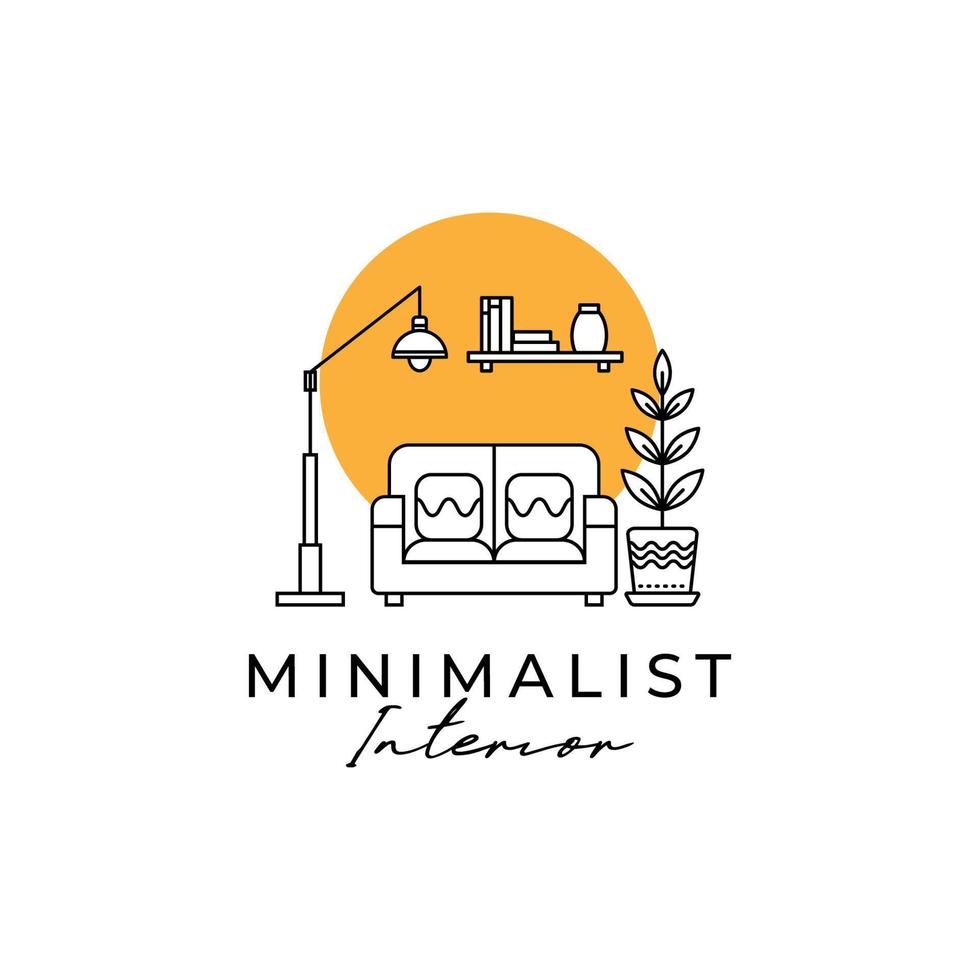 minimalistische interieur logo ontwerp vector, kan worden gebruikt net zo tekens, merk identiteit, bedrijf logo, pictogrammen, of anderen. vector