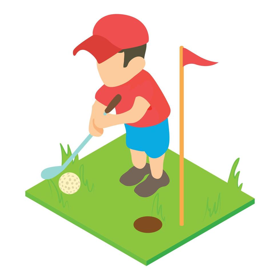 golf speler icoon, isometrische stijl vector