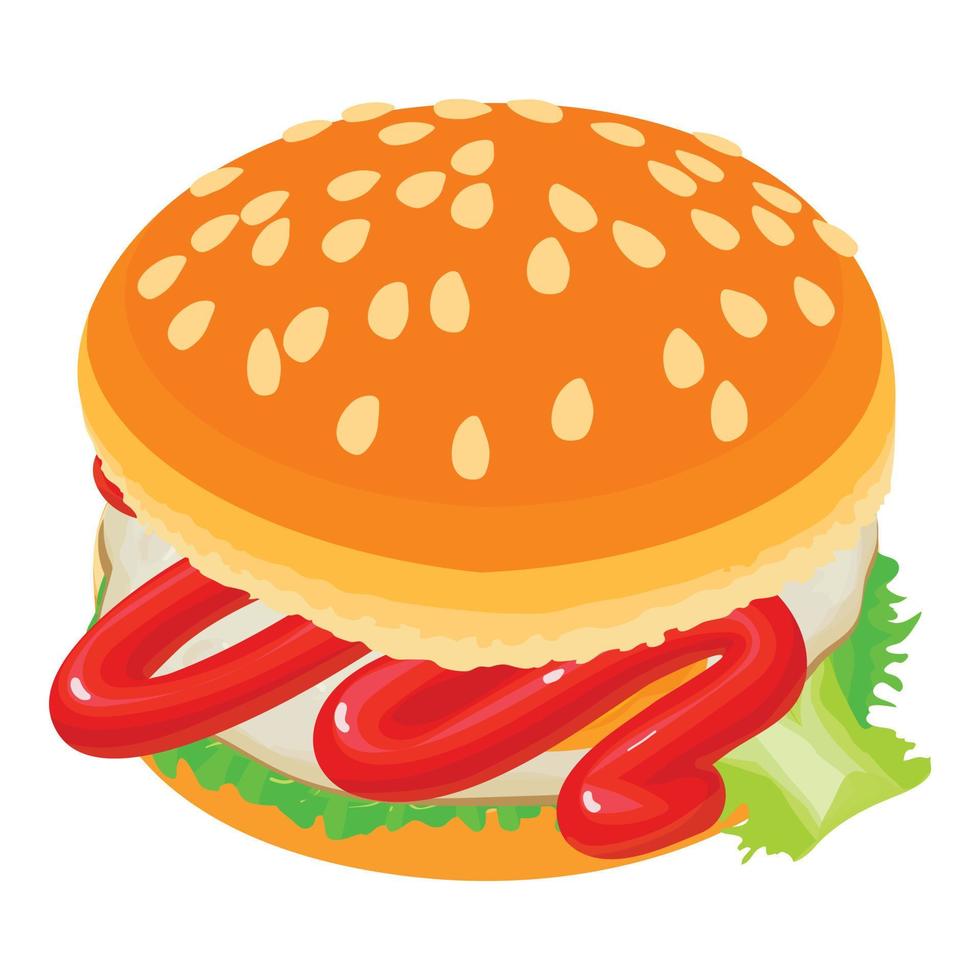 smakelijk hamburger icoon, isometrische stijl vector