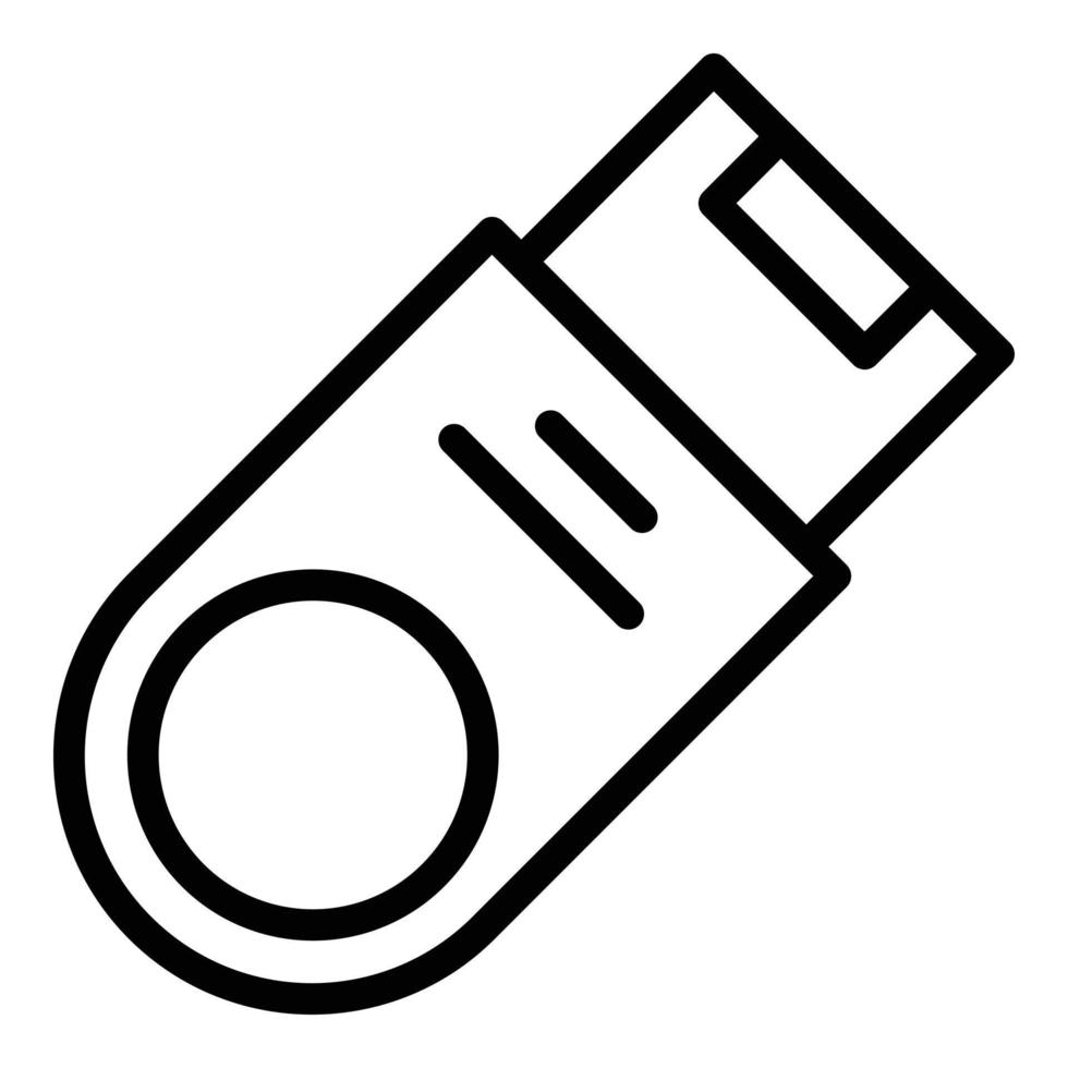 slim kantoor USB flash icoon, schets stijl vector