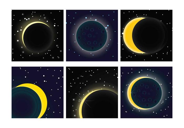 Solar eclipse vector set