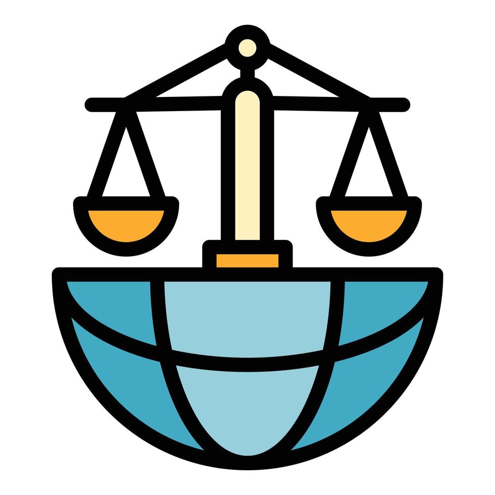 globaal gerechtigheid icoon kleur schets vector