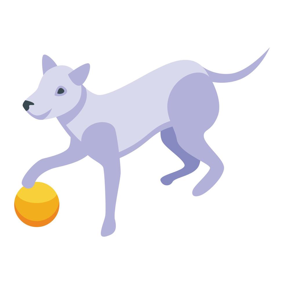 speels hond met rubber bal icoon, isometrische stijl vector