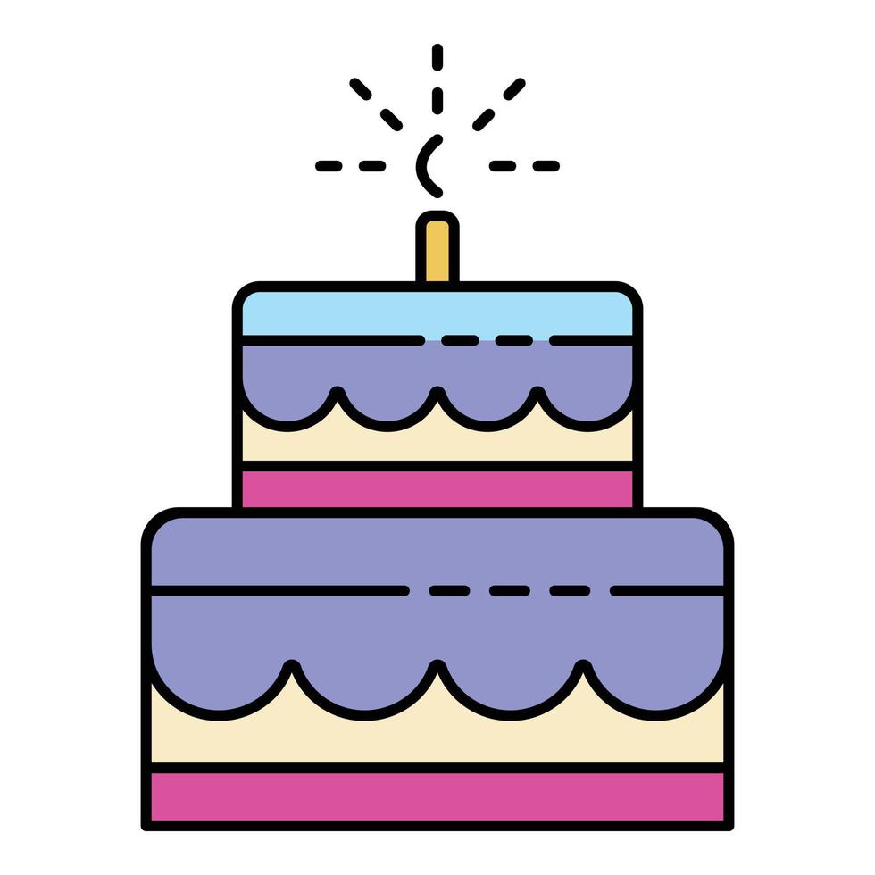 viering verjaardag taart icoon kleur schets vector