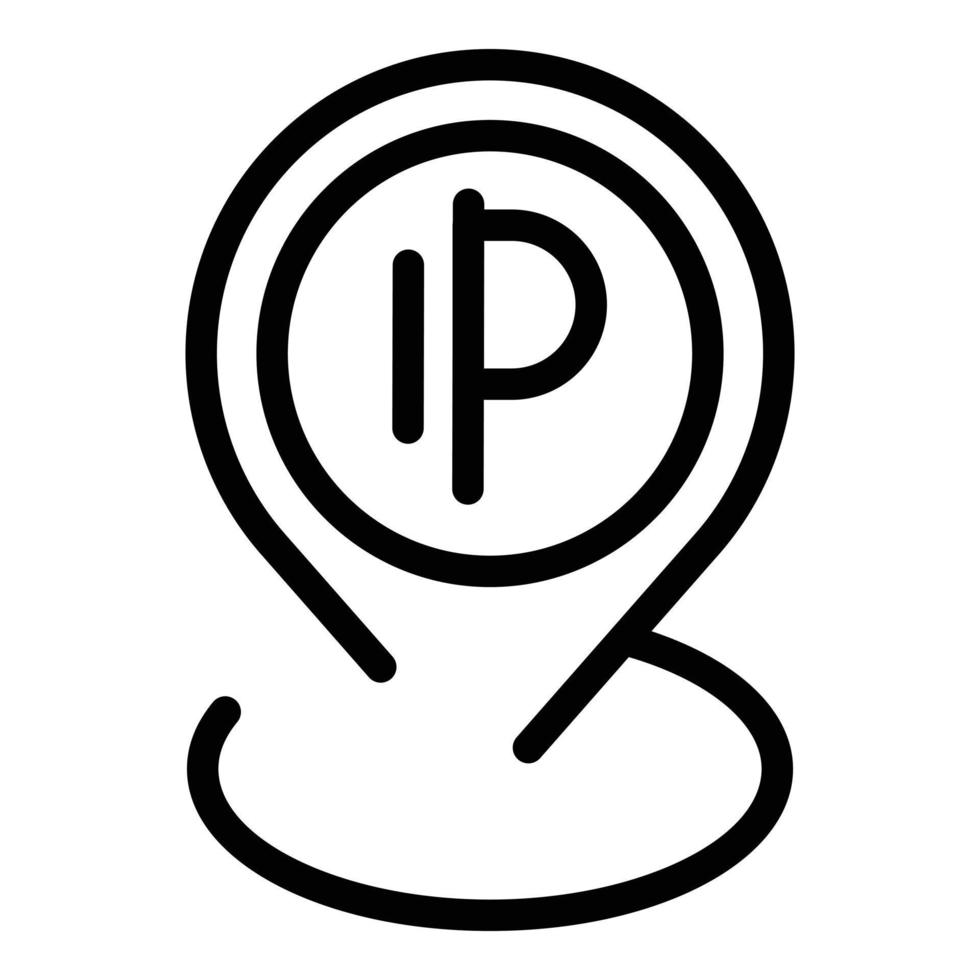 parkeren pin plaats icoon, schets stijl vector