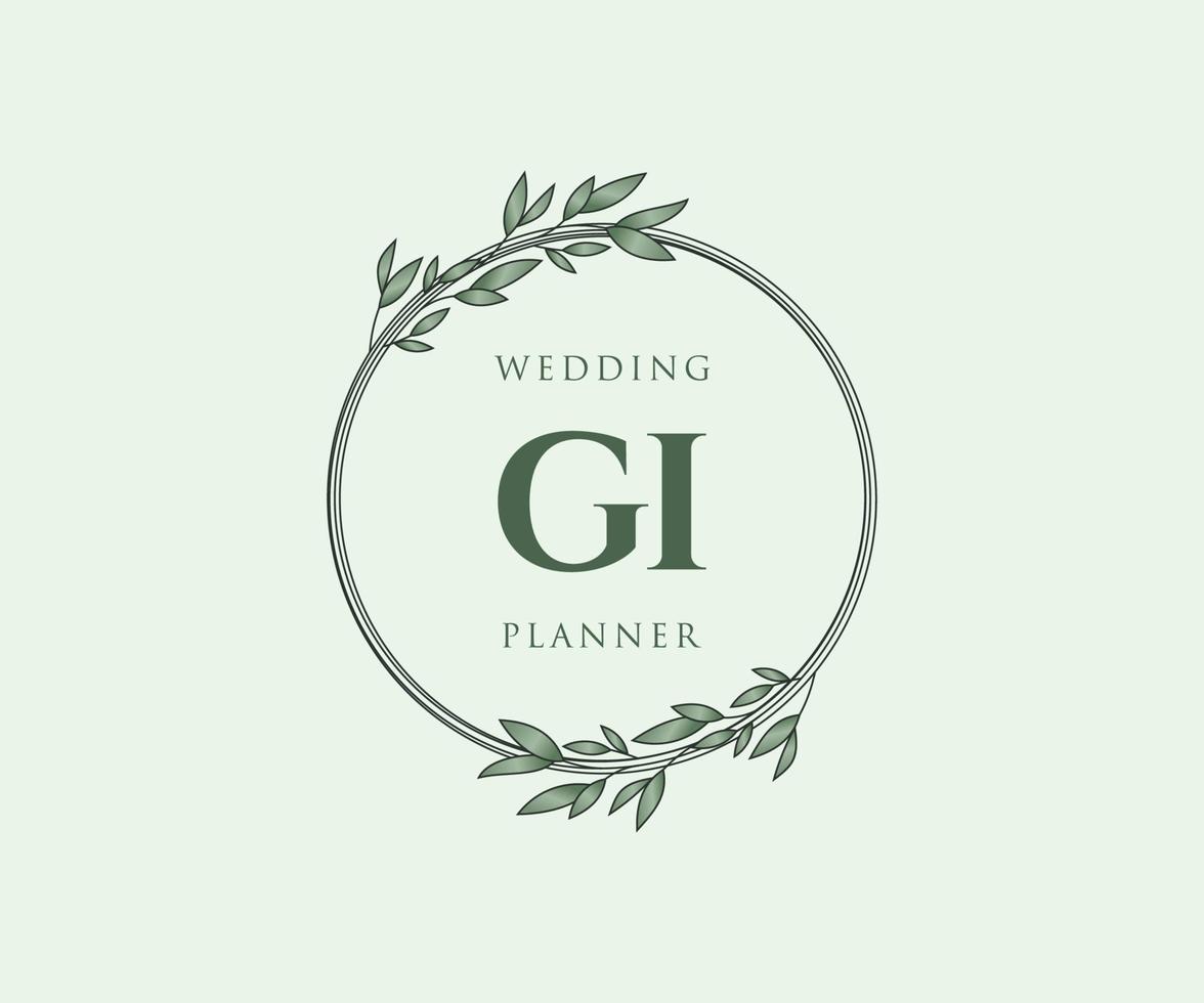 gi initialen brief bruiloft monogram logos verzameling, hand- getrokken modern minimalistisch en bloemen Sjablonen voor uitnodiging kaarten, opslaan de datum, elegant identiteit voor restaurant, boetiek, cafe in vector