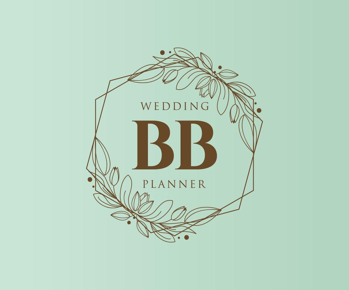 bb initialen brief bruiloft monogram logos verzameling, hand- getrokken modern minimalistisch en bloemen Sjablonen voor uitnodiging kaarten, opslaan de datum, elegant identiteit voor restaurant, boetiek, cafe in vector