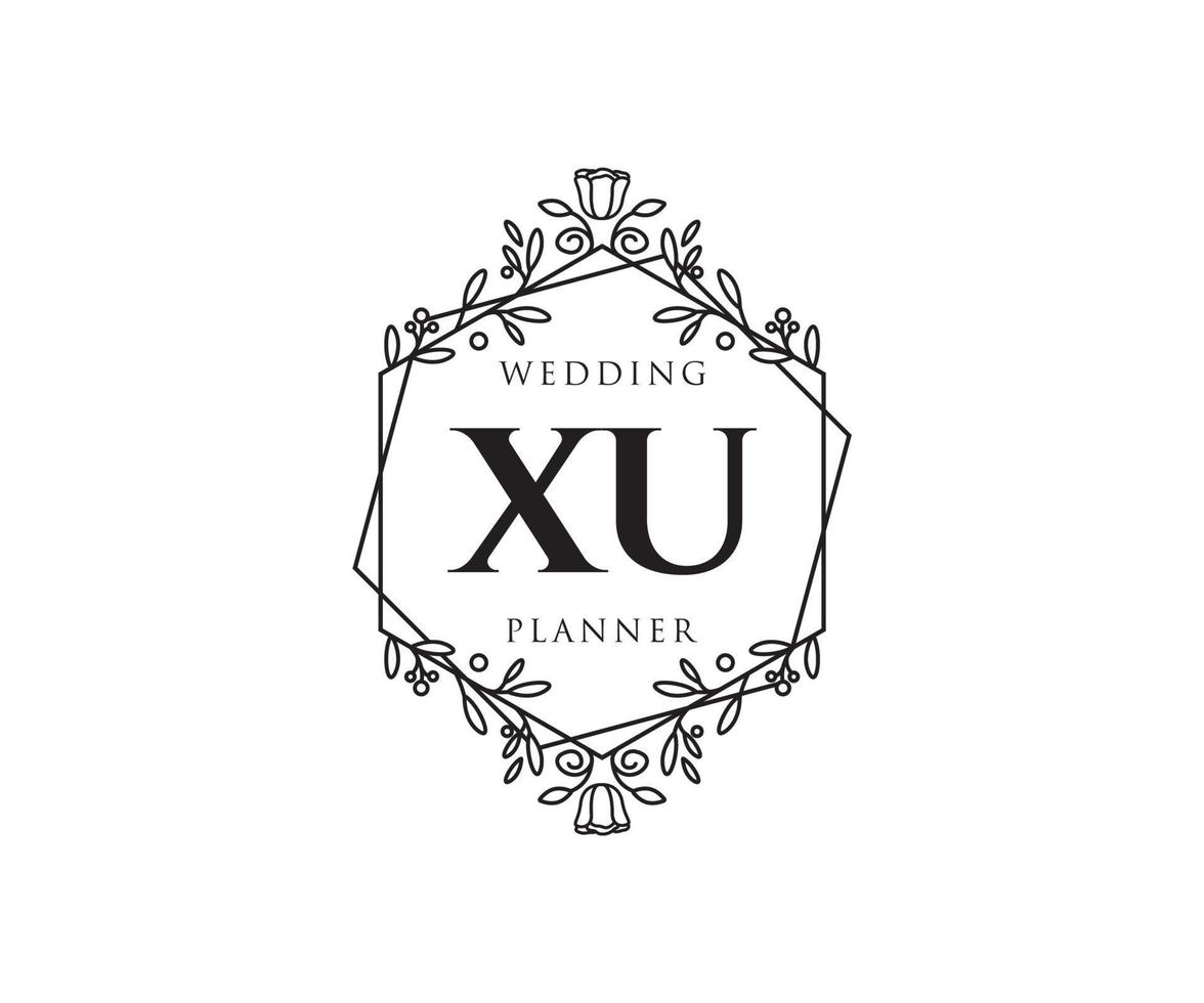 xu initialen brief bruiloft monogram logos verzameling, hand- getrokken modern minimalistisch en bloemen Sjablonen voor uitnodiging kaarten, opslaan de datum, elegant identiteit voor restaurant, boetiek, cafe in vector