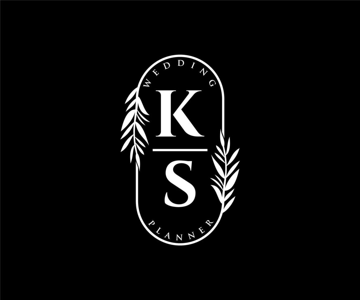 ks initialen brief bruiloft monogram logos verzameling, hand- getrokken modern minimalistisch en bloemen Sjablonen voor uitnodiging kaarten, opslaan de datum, elegant identiteit voor restaurant, boetiek, cafe in vector