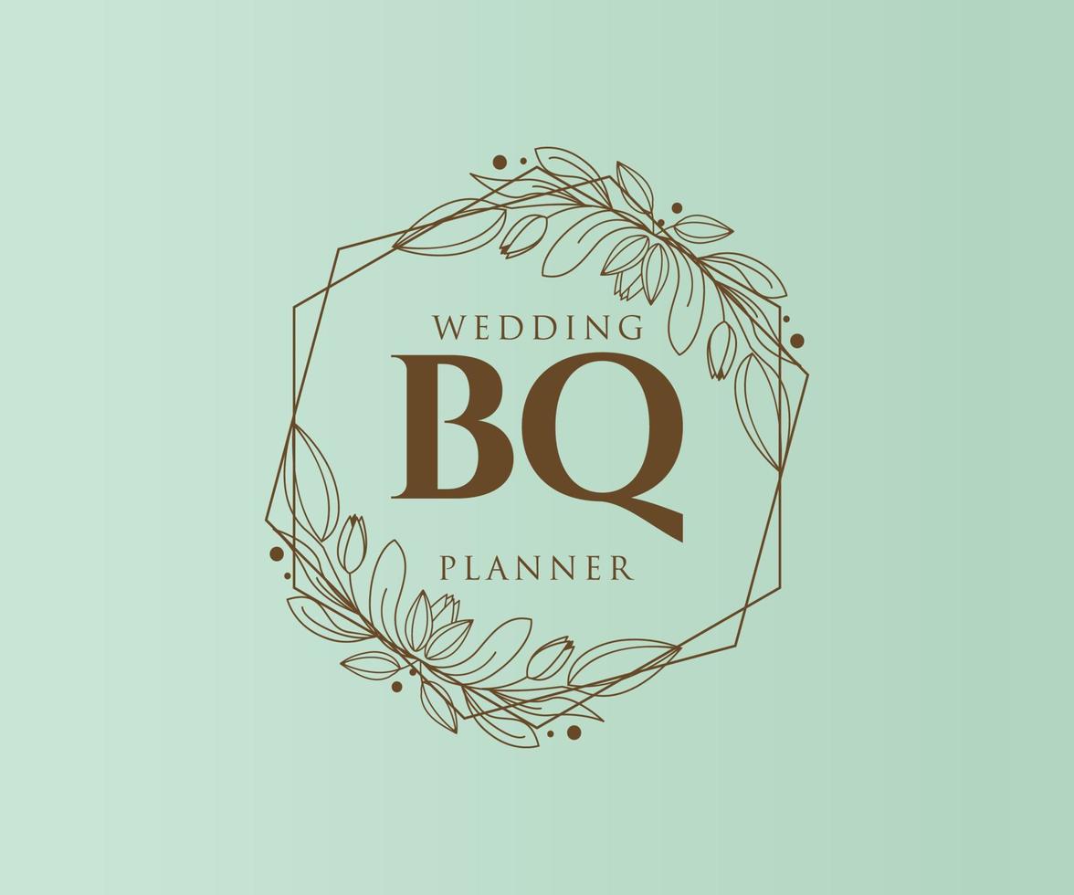 bq initialen brief bruiloft monogram logos verzameling, hand- getrokken modern minimalistisch en bloemen Sjablonen voor uitnodiging kaarten, opslaan de datum, elegant identiteit voor restaurant, boetiek, cafe in vector