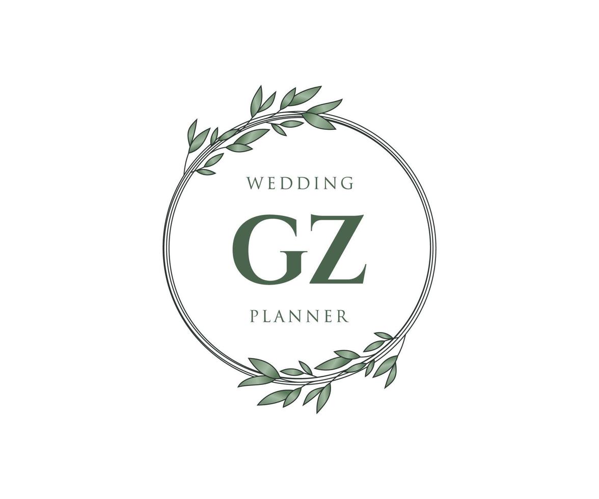 gz initialen brief bruiloft monogram logos verzameling, hand- getrokken modern minimalistisch en bloemen Sjablonen voor uitnodiging kaarten, opslaan de datum, elegant identiteit voor restaurant, boetiek, cafe in vector