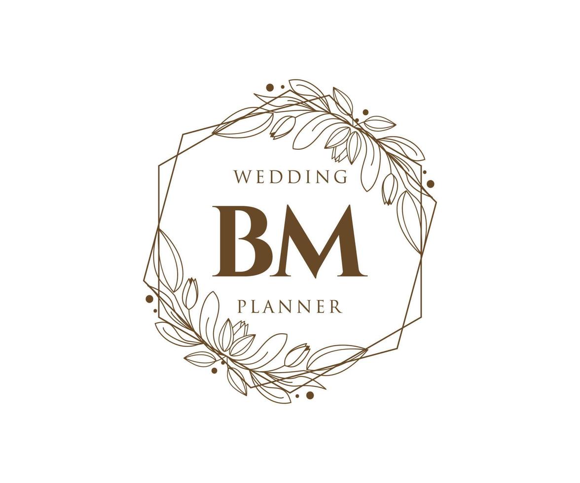 bm initialen brief bruiloft monogram logos verzameling, hand- getrokken modern minimalistisch en bloemen Sjablonen voor uitnodiging kaarten, opslaan de datum, elegant identiteit voor restaurant, boetiek, cafe in vector