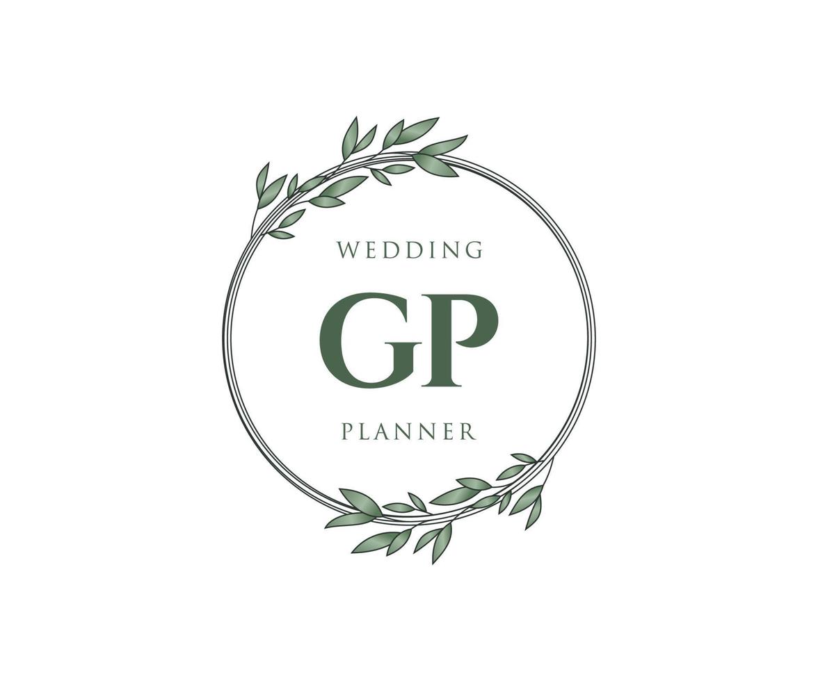 gp initialen brief bruiloft monogram logos verzameling, hand- getrokken modern minimalistisch en bloemen Sjablonen voor uitnodiging kaarten, opslaan de datum, elegant identiteit voor restaurant, boetiek, cafe in vector