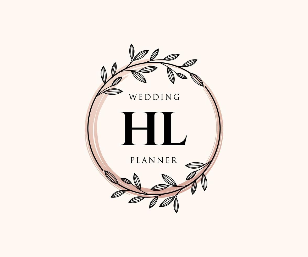 hl initialen brief bruiloft monogram logos verzameling, hand- getrokken modern minimalistisch en bloemen Sjablonen voor uitnodiging kaarten, opslaan de datum, elegant identiteit voor restaurant, boetiek, cafe in vector