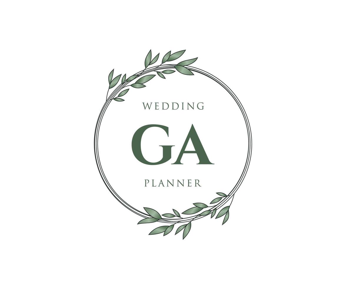 ga initialen brief bruiloft monogram logos verzameling, hand- getrokken modern minimalistisch en bloemen Sjablonen voor uitnodiging kaarten, opslaan de datum, elegant identiteit voor restaurant, boetiek, cafe in vector