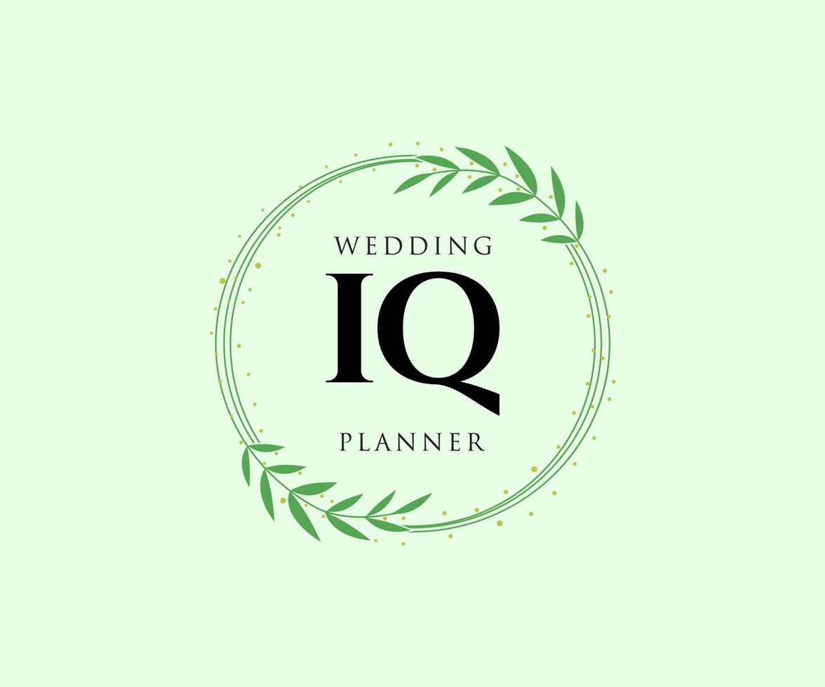 iq initialen brief bruiloft monogram logos verzameling, hand- getrokken modern minimalistisch en bloemen Sjablonen voor uitnodiging kaarten, opslaan de datum, elegant identiteit voor restaurant, boetiek, cafe in vector