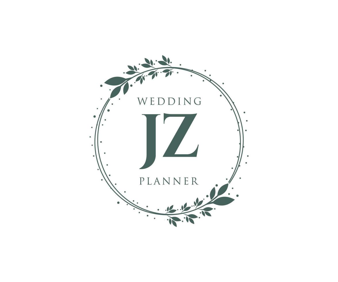 jz initialen brief bruiloft monogram logos verzameling, hand- getrokken modern minimalistisch en bloemen Sjablonen voor uitnodiging kaarten, opslaan de datum, elegant identiteit voor restaurant, boetiek, cafe in vector