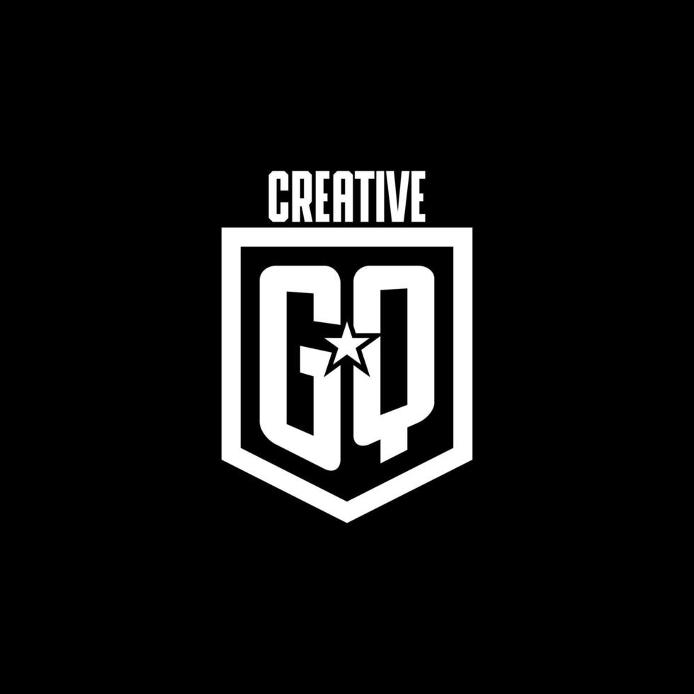 gq eerste gaming logo met schild en ster stijl ontwerp vector