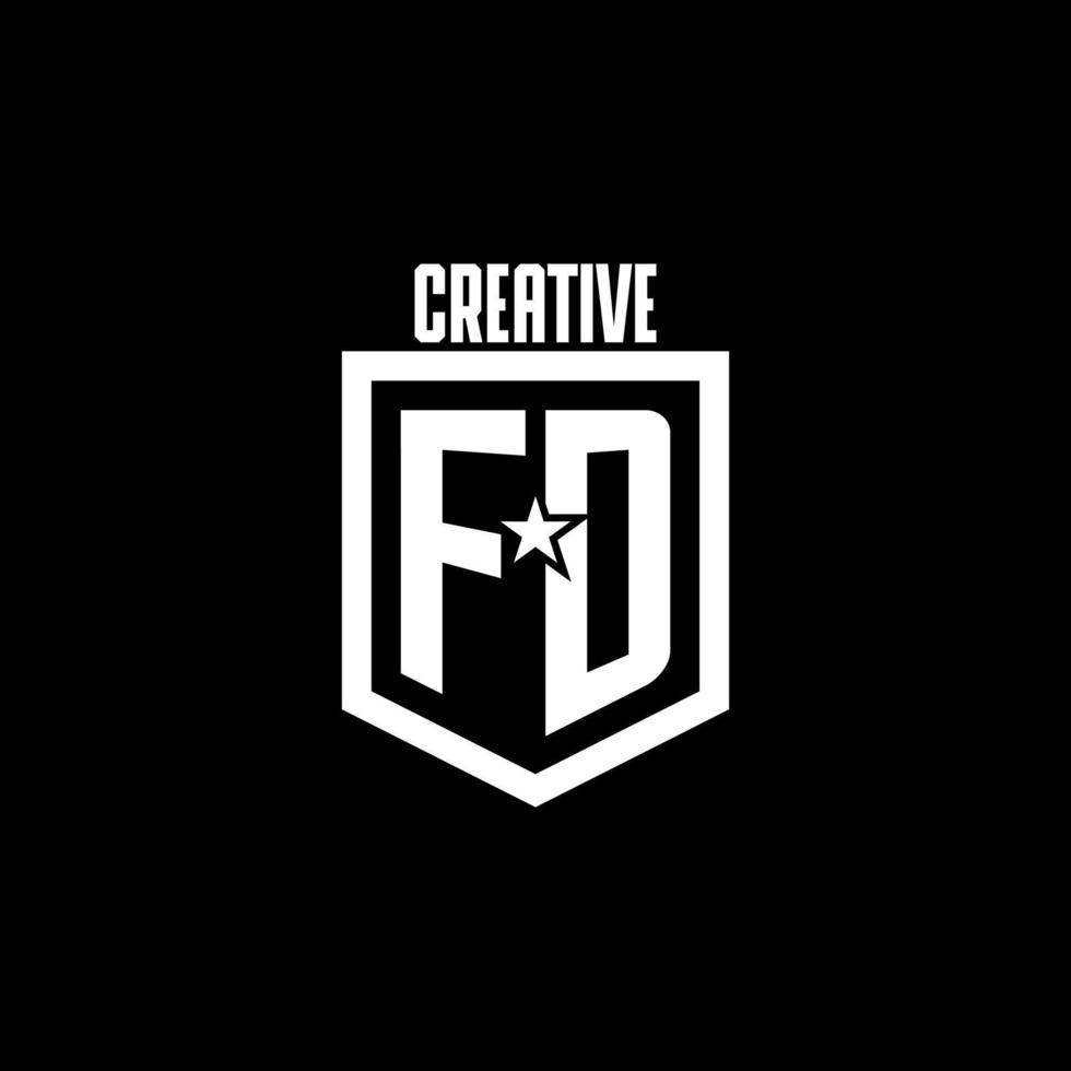 fd eerste gaming logo met schild en ster stijl ontwerp vector