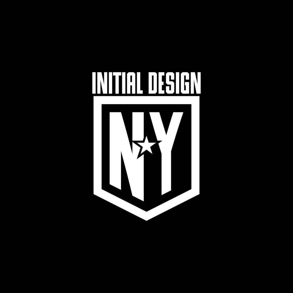 ny eerste gaming logo met schild en ster stijl ontwerp vector