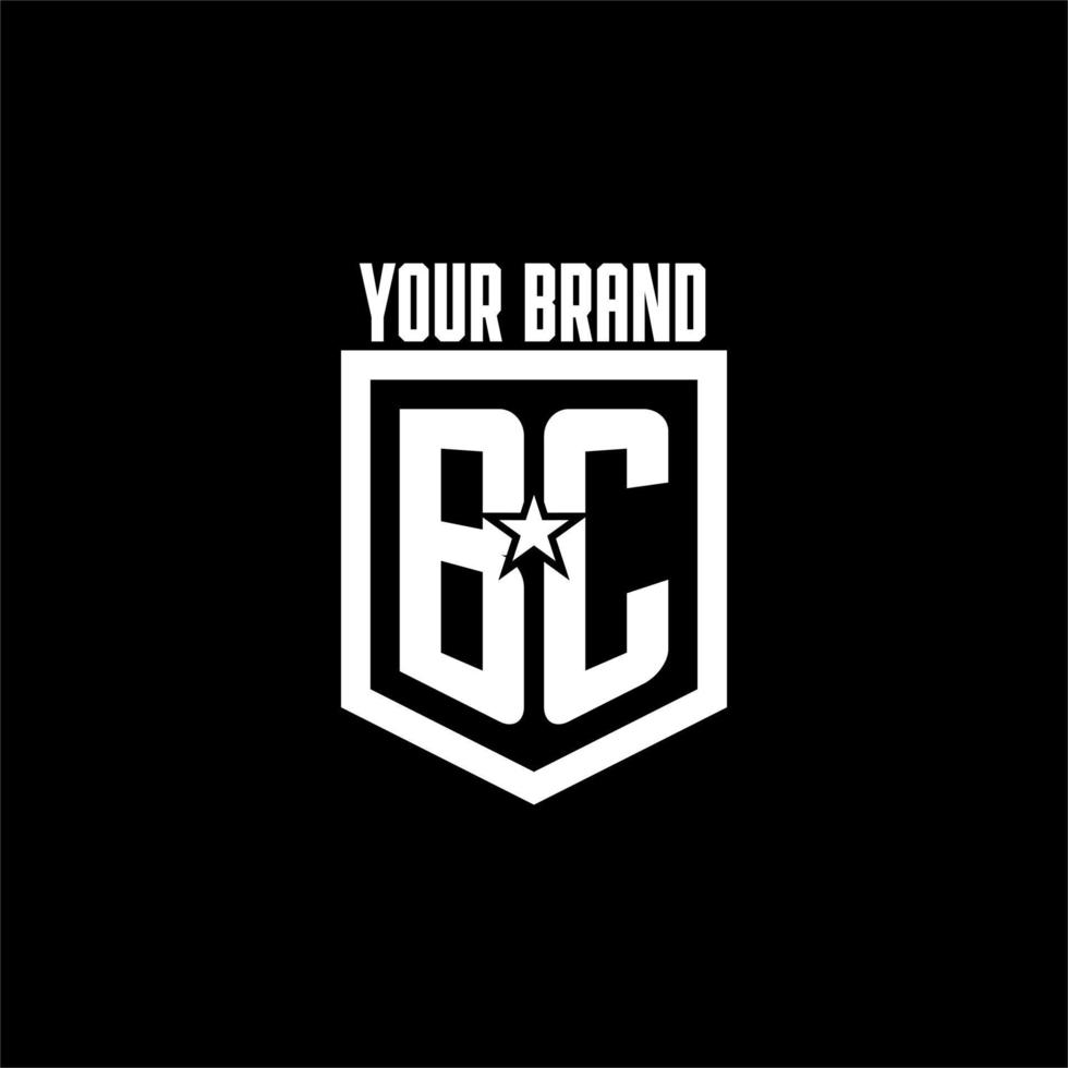 bc eerste gaming logo met schild en ster stijl ontwerp vector