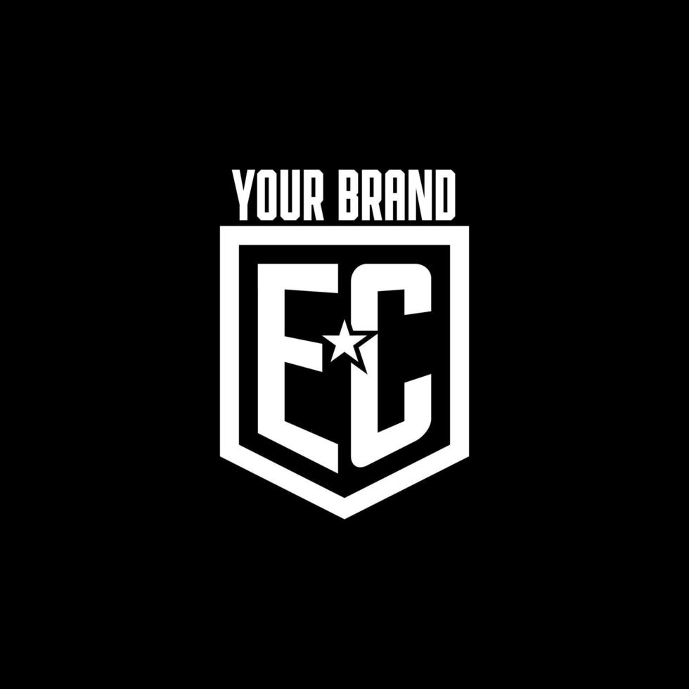 ec eerste gaming logo met schild en ster stijl ontwerp vector