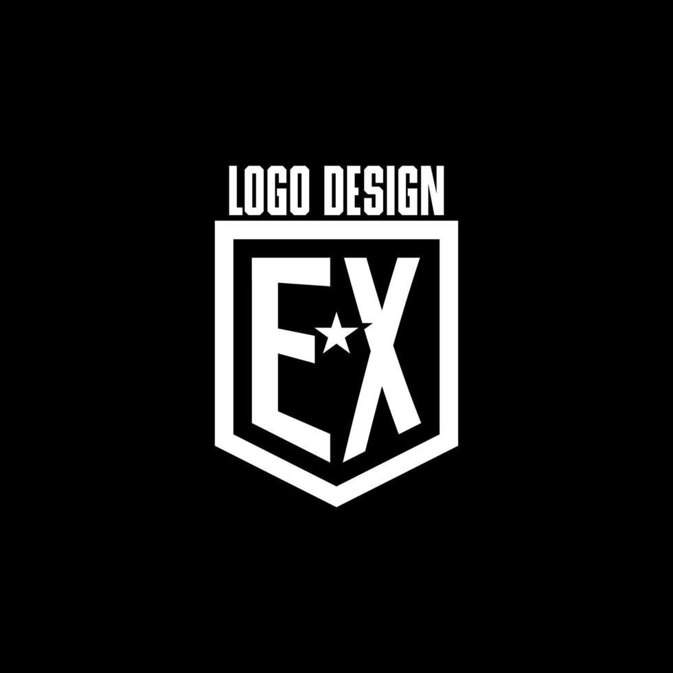 ex eerste gaming logo met schild en ster stijl ontwerp vector