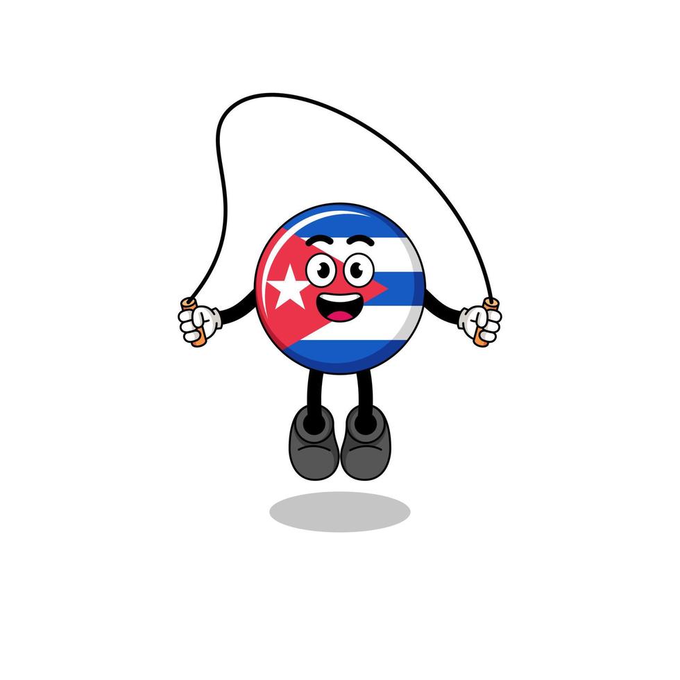 Cuba vlag mascotte tekenfilm is spelen overslaan touw vector