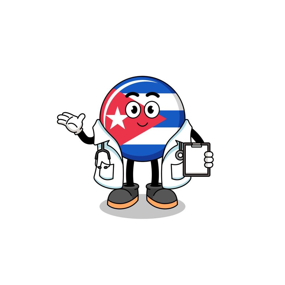 tekenfilm mascotte van Cuba vlag dokter vector