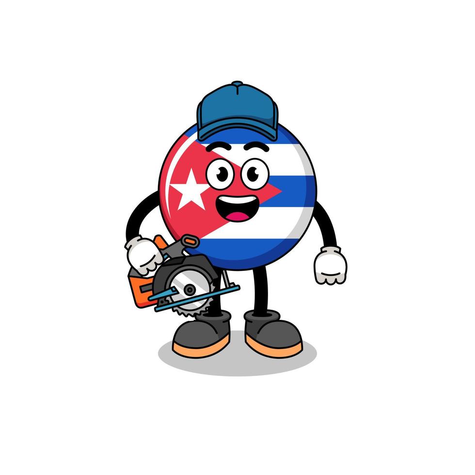 tekenfilm illustratie van Cuba vlag net zo een houtbewerker vector