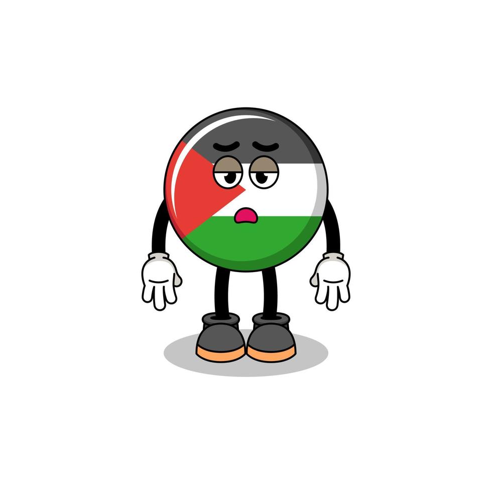 Palestina vlag tekenfilm met vermoeidheid gebaar vector