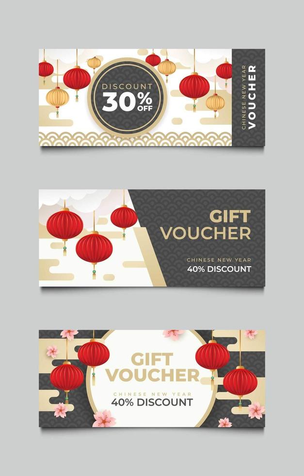 set cadeaubon chinees nieuwjaar vector