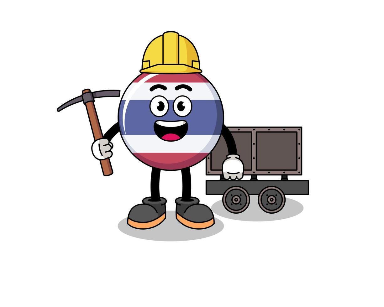 mascotte illustratie van Thailand vlag mijnwerker vector