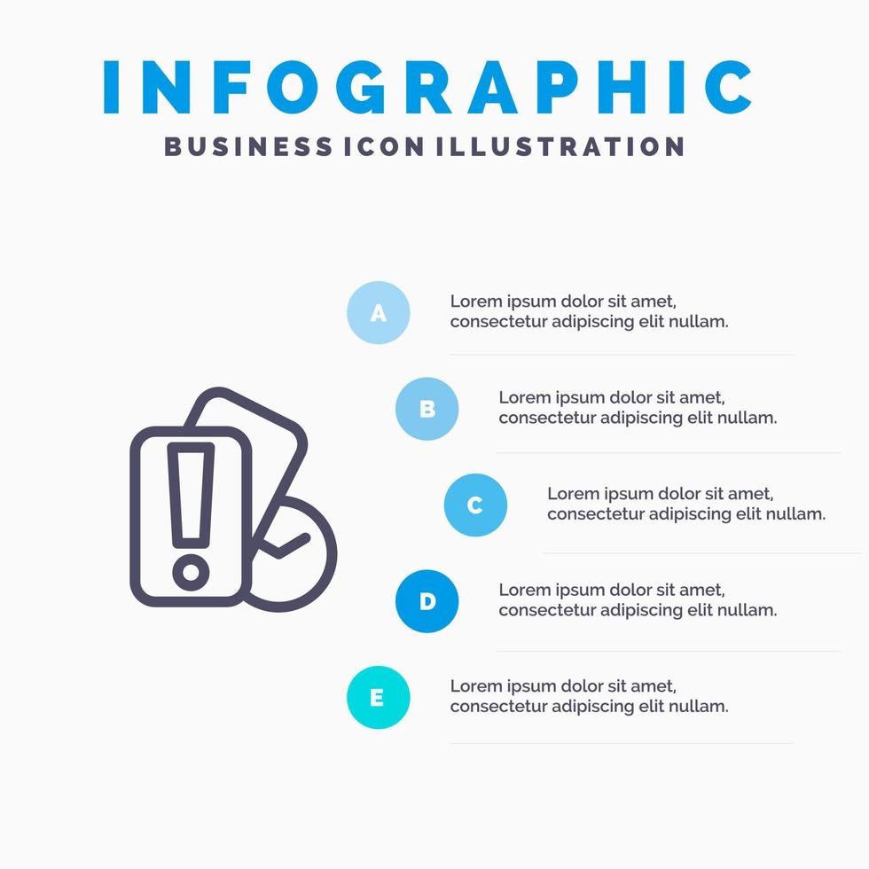 kaart hand- Holding scheidsrechter lijn icoon met 5 stappen presentatie infographics achtergrond vector