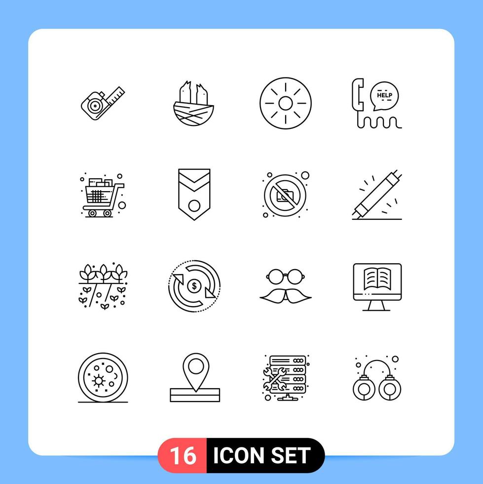 16 universeel contouren reeks voor web en mobiel toepassingen kar contact drinken communicatie telefoontje bewerkbare vector ontwerp elementen