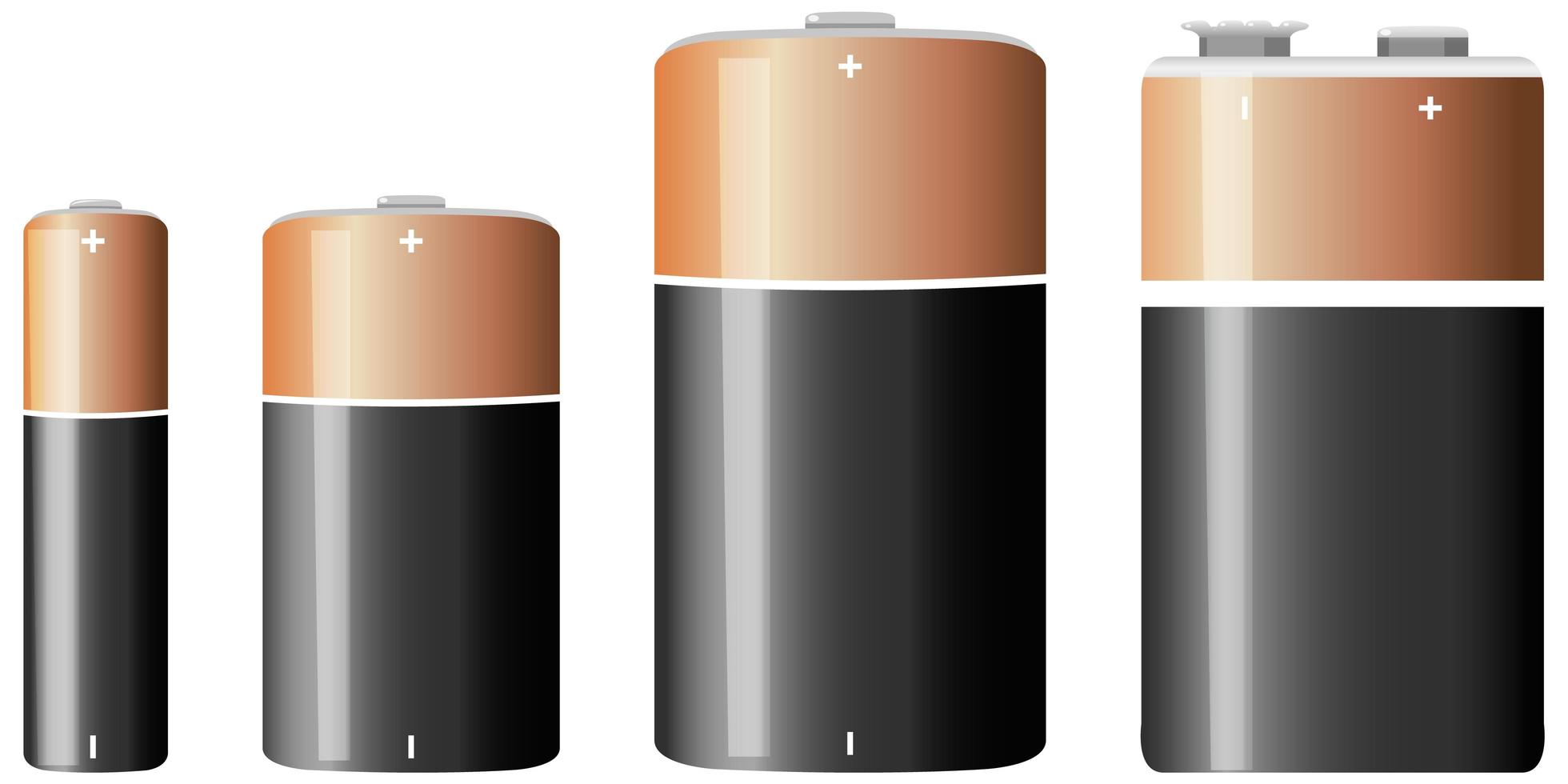 soorten alkalische batterij geïsoleerd op een witte achtergrond vector