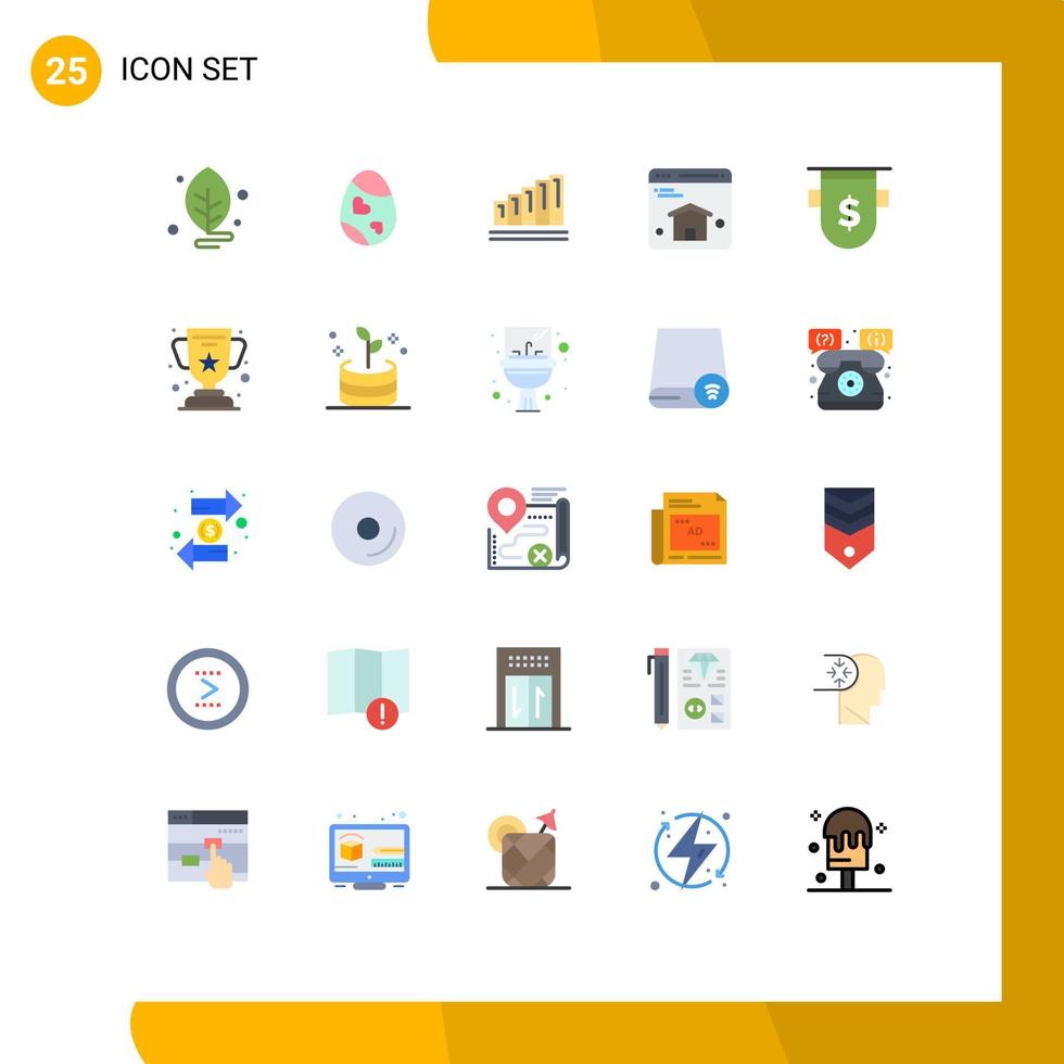 pictogram reeks van 25 gemakkelijk vlak kleuren van bank web hart Startpagina bedrijf bewerkbare vector ontwerp elementen