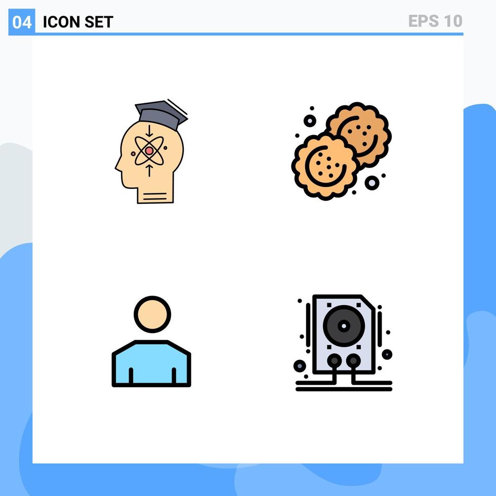 reeks van 4 modern ui pictogrammen symbolen tekens voor mogelijkheid avatar kennis biscuit mensen bewerkbare vector ontwerp elementen