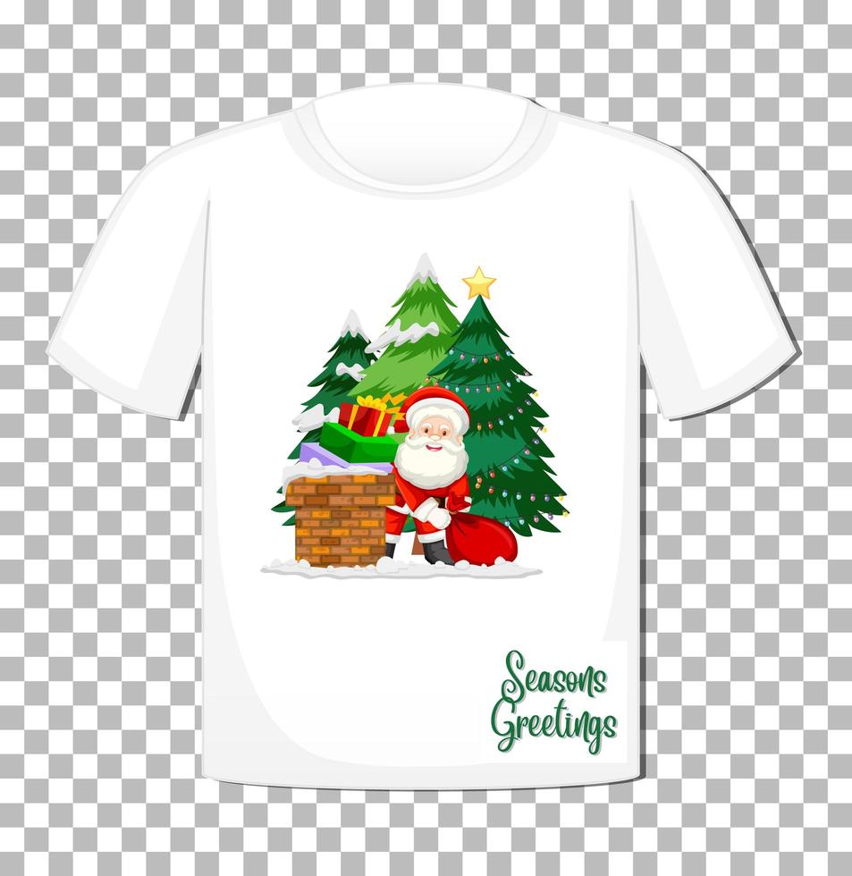 Kerstman stripfiguur op t-shirt geïsoleerd op transparante achtergrond vector