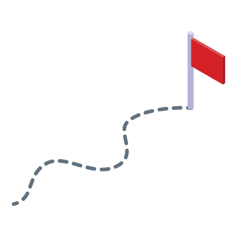 testen software vlag route icoon, isometrische stijl vector