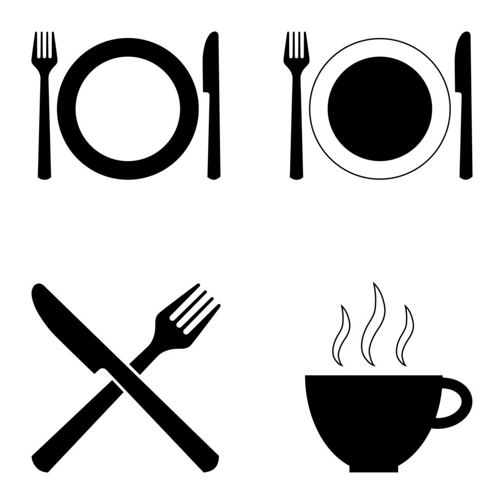 set van vier symbolen voor cafés en restaurants vector
